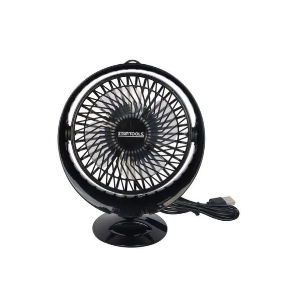 Mini Ventilador de Mesa Preto Redondo Portátil com Cabo USB