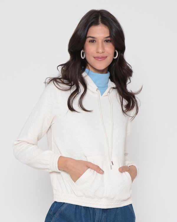 Blusão Feminino Matelassê Bolso Canguru Off White GG