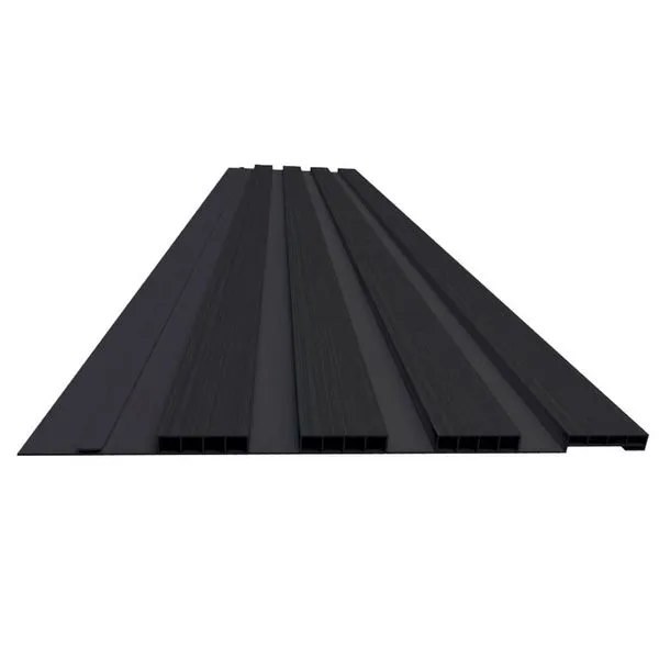 Painel Ripado Em PVC Plasbil 3D 1x25x270cm Preto (MP)