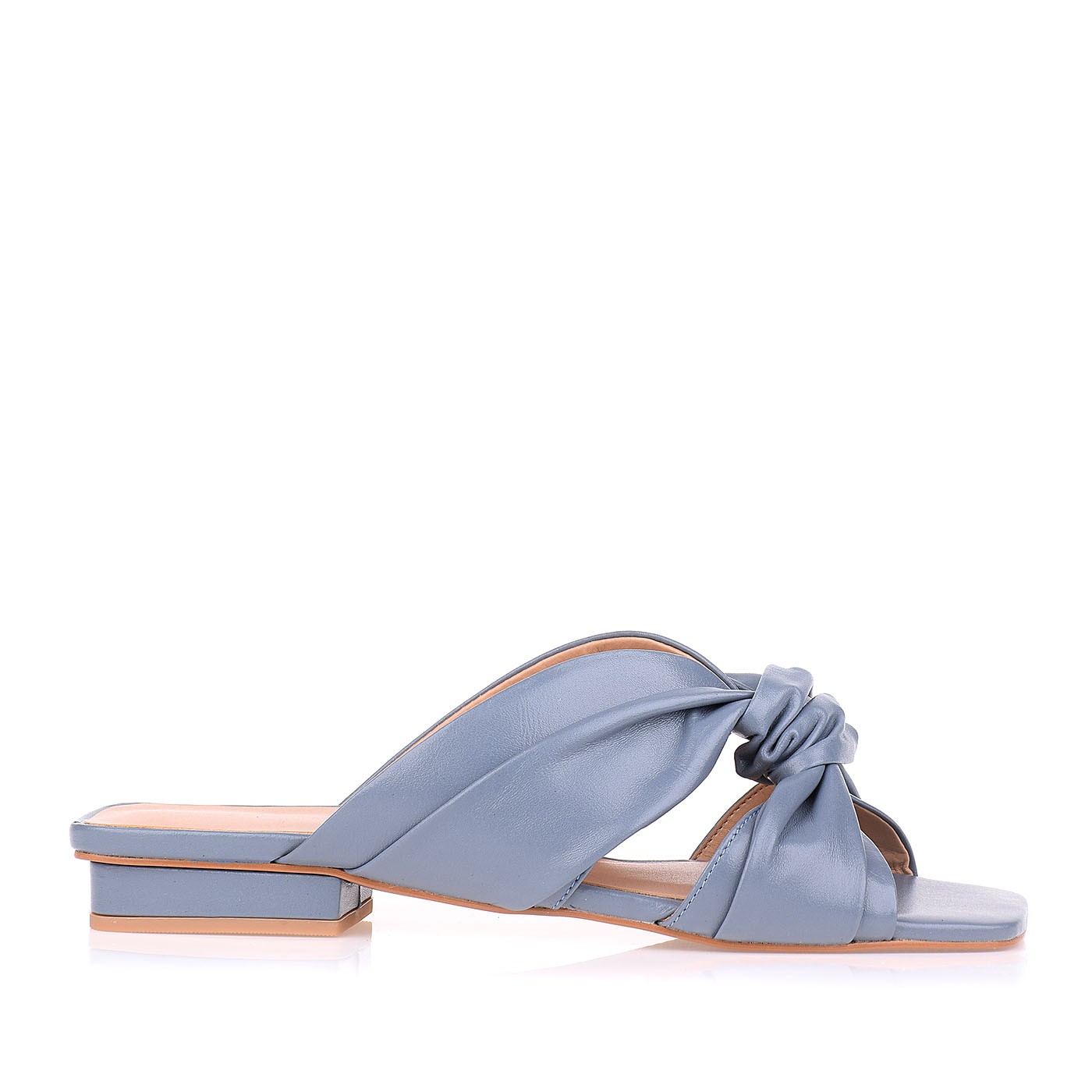 Flat Salto Baixo New Couro Denim