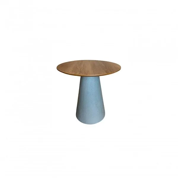 Mesa De Apoio Cone Base Cimento Texturizado - Tampo Mezzo Castani 60 Cm Altura 70 Cm Cor Cinza Claro