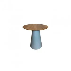 Mesa De Apoio Cone Base Cimento Texturizado - Tampo Mezzo Castani 50 Cm Altura 70 Cm Cor Cinza Claro