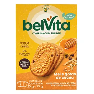Biscoito Belvita Mel e Cacau 3 Unidades de 25g