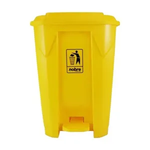 Lixeira Plástica Com Pedal 50l Amarela Grande áreas Externas - Nobre