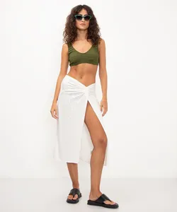 saia saída de praia tricot off white PP