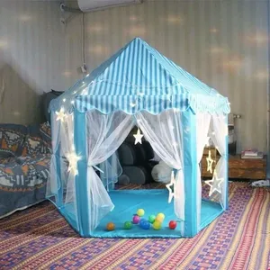 Tenda Infantil Tenda da Princesa Azul+LED com Espaço Interno Amplo Estrutura Estável Azul OEM Tenda Infantil Tenda da Princesa Azul+LED com Espaço Interno Amplo Azul OEM