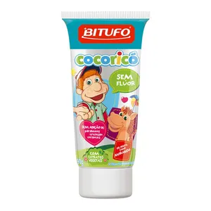 Gel Dental Infantil Bitufo Cocoricó Sem Flúor Sem Corantes Sabor Morango 90g