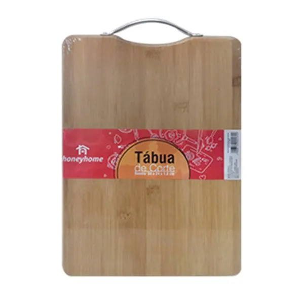 Tábua de Corte de Bambu com Alça Metálica 34x24x1,8cm - honeyhome