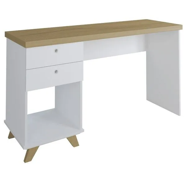 Mesa Para Computador Escrivaninha 2 Gavetas Sky Olmo/branco