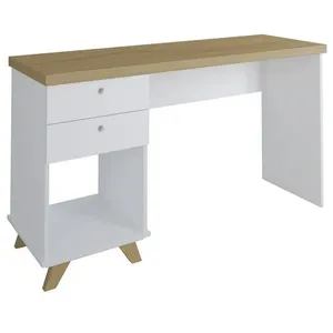 Mesa Para Computador Escrivaninha 2 Gavetas Sky Olmo/branco