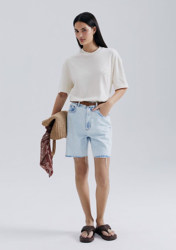 Bermuda Jeans Feminina Barra A Fio - Azul 044