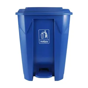 Lixeira Plástica Com Pedal 50l Azul Grande áreas Externas - Nobre