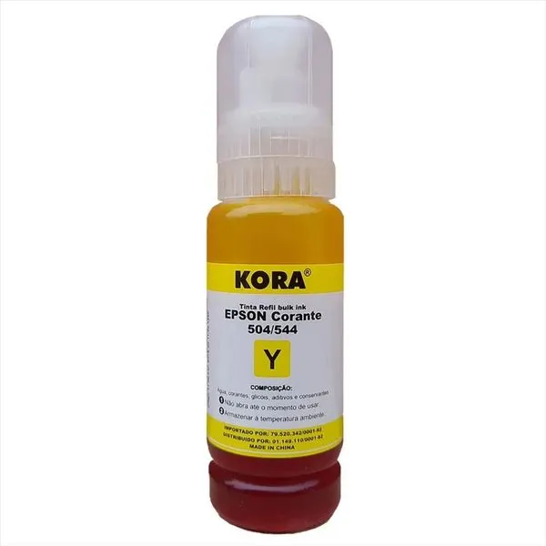 Refil de Tinta para Impressora Epson 504 544 Yellow T544 70ML Amarela Compatível Kora Refil de Tinta para Impressora Epson 504 544 Yellow T544 70ML Amarela Kora