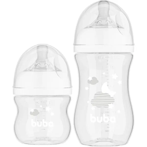 Kit 2 Mamadeiras Easy Flow Nuvem Branca 120/270ml Buba 20985