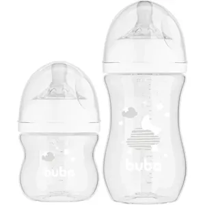 Kit 2 Mamadeiras Easy Flow Nuvem Branca 120/270ml Buba 20985