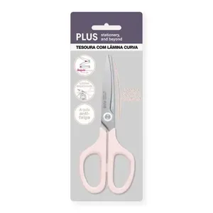 Tesoura Com Lâmina Curva Antiaderente 15,5cm Plus Pentel Branco