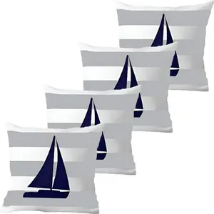 Kit 4 Capas De Almofadas Navegação Barco à Vela Marítima