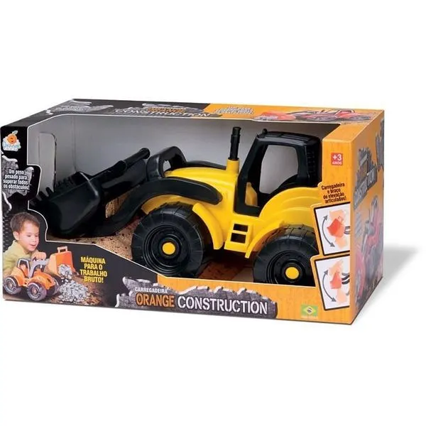 Trator Carregadeira Construction com Pá Carregadeira Amarelo Orange Toys