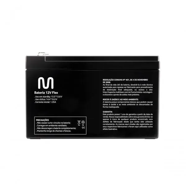 Bateria 12V Multi EN012A para Iluminação de Emergência Cercas Eletrificadas Nobreaks e Centrais de Alarme 5AH 12V Preto Bateria 12V Multi EN012A para Iluminação de Emergência Cercas Eletrificadas e Nobreaks 5AH 12V Preto