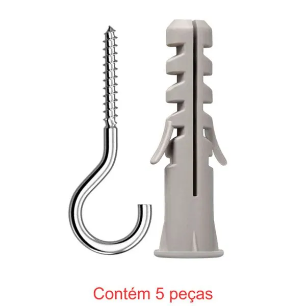 Bucha Nylon SF Com Aba + Gancho Zincado 6mm 5 Peças - Sforplast (MP)