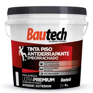 Tinta para Piso Antiderrapante 37008 Acrílica Emborrachada Fosca Grafite 4kg Bautech Tinta Piso Antiderrapante 37008 Acrílica Emborrachada Grafite 4kg Bautech