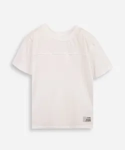 camiseta infantil malha piquet com recorte off white 10