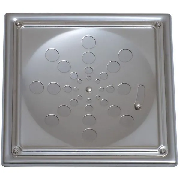 Ralo Grelha Inox Quadrada 15cm Polida Com Caixilho Com Fecho - ESTILMAX