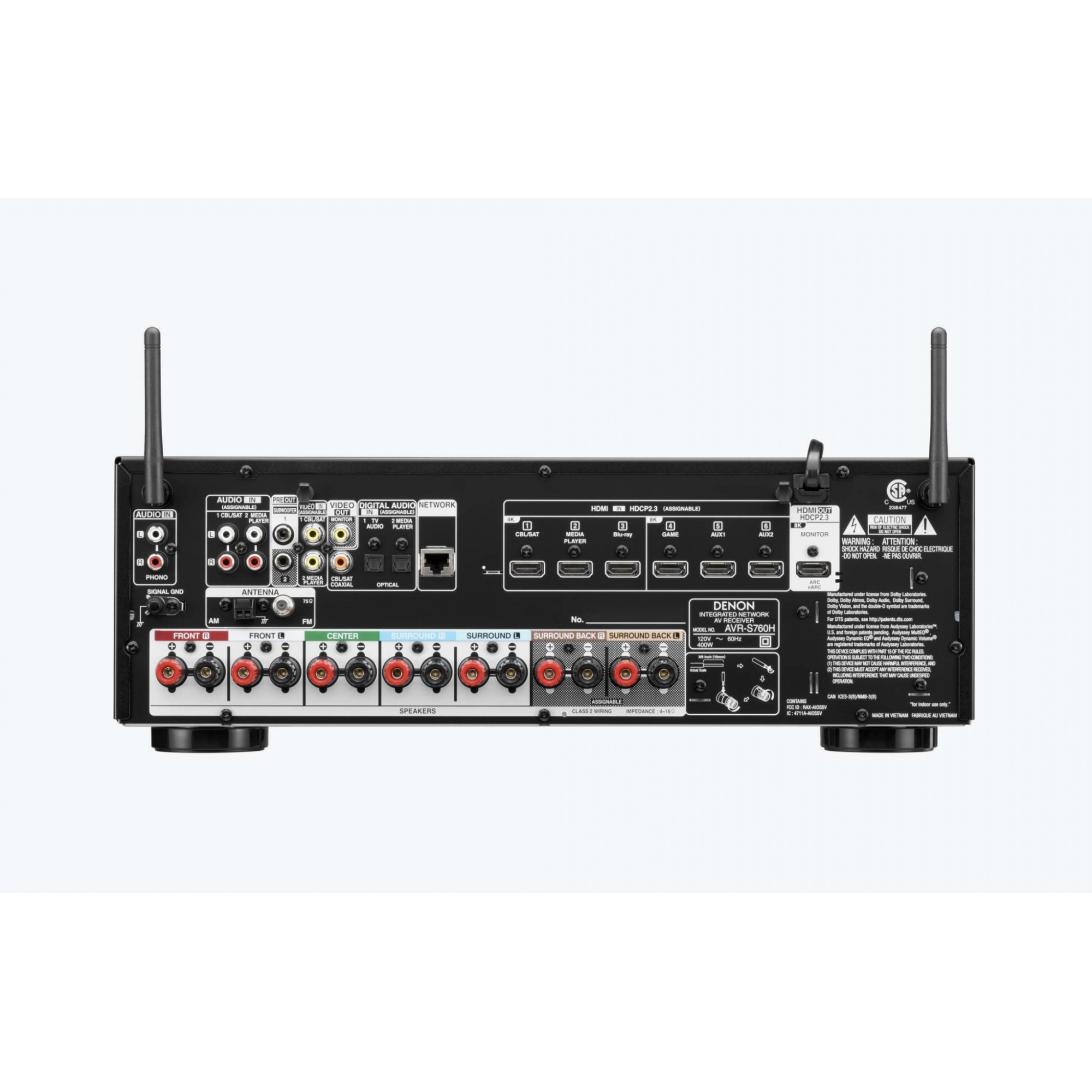 Receiver Denon AVR-S760H Dolby Atmos 7.2ch 8K - 120v