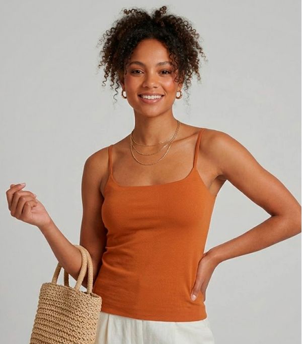 Blusa Feminina De Alça Poliamida Style Box Marrom G