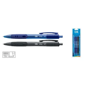 Caneta Esferográfica Retrátil Linea Blister 2 Azuis, 1 Preta - Cis