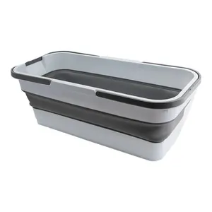 Bacia Retangular Retrátil 18L Moderna Plástico PP e Borracha TPR 55,5x25,5x19cm LM4062MO - honeyhome