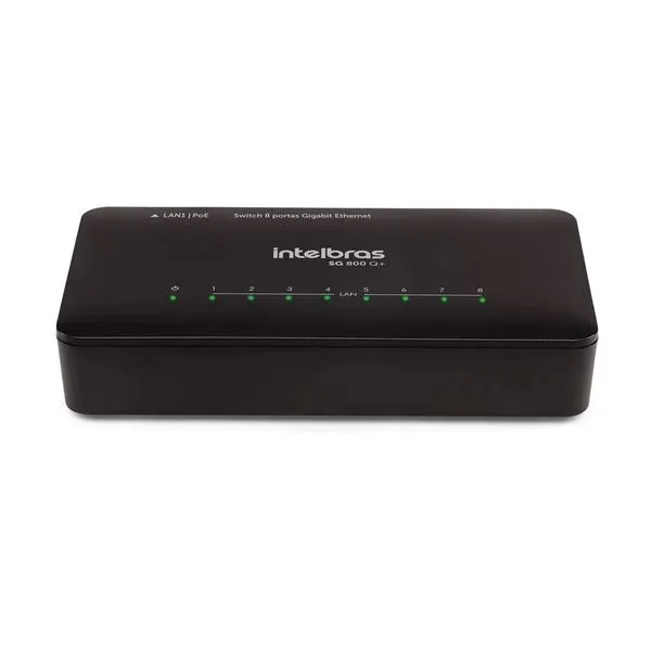 Switch Intelbras 8 Portas 10/100/1000 Mbps Gigabit SG 800 Q+