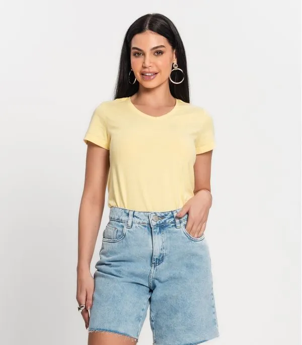 Blusa Feminina Meia Malha 30 Básica KO Amarelo GG