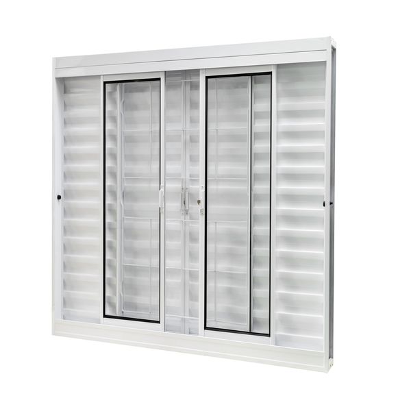 Janela Aço Com Veneziana Quadrada Vidro Liso 6 Folhas 150X100X12 Qualitysol Branco Ramassol
