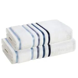 Jogo de Toalhas (1 banho + 1 rosto) Branco/Azul - Karsten