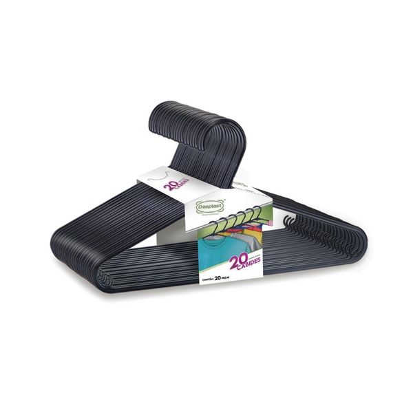 Conjunto 20 Cabides Dasplast 0018 Preto