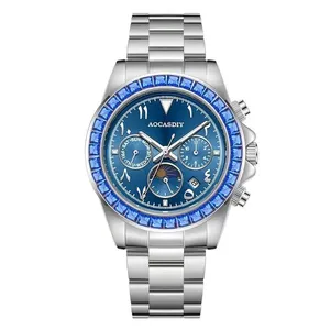 Relógio Masculino Mecânico Automático Analógico com Pulseira de Aço Inox Multifuncional Azul Relógio Masculino Mecânico Automático Analógico Pulseira de Aço Inox Azul