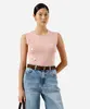 regata feminina de tricot com botões rosa G