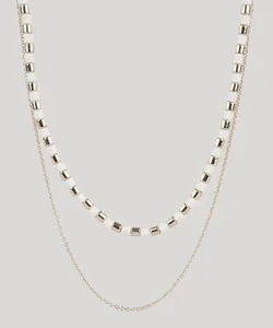 Colar Duplo Feminino com Miçangas Dourado Único