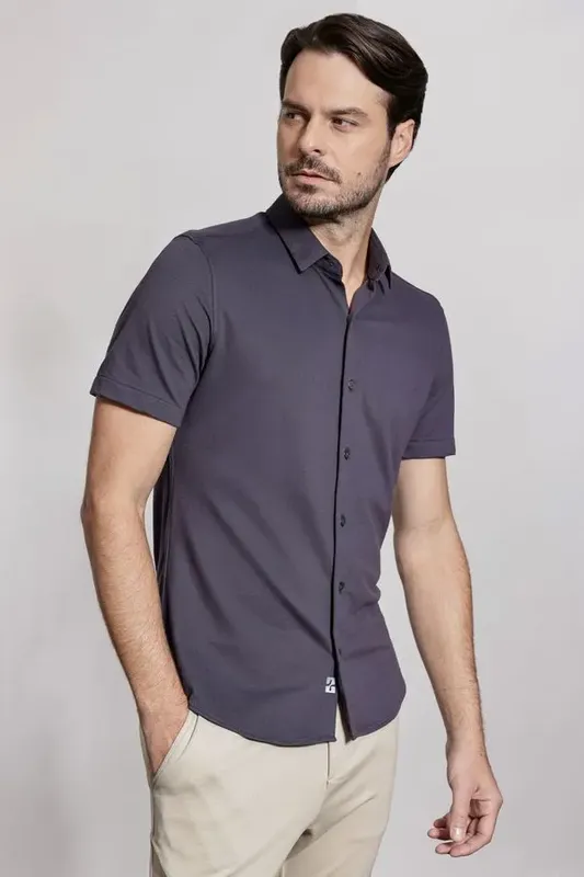 Camisa Manga Curta Regular Poliamida Piquet Marinho - G