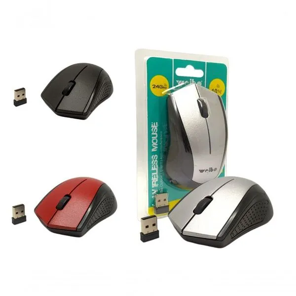 Mouse Óptico sem Fio 1600DPI para Pc e Notebook com Sensor de Alta Precisão Preto Weibo Mouse Óptico sem Fio 1600DPI para Pc e Notebook com Sensor de Alta Precisão Weibo
