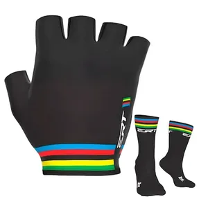 Kit Luvas de Ciclismo Meio Dedo Curto ERT Campeão Mundial + Par de Meias