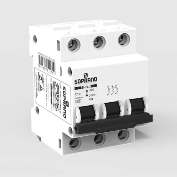 Disjuntor Tripolar Soprano 10A Curva C 3KA SHB3 GII-C010A (MP)