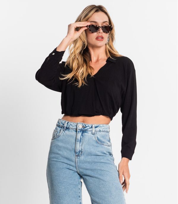 Camisa Manga Longa Transpassada Endless Preto M