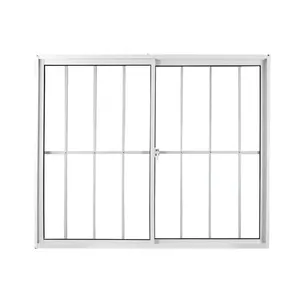 Janela De Correr Em Alumínio Com Grade Vidro Mini Boreal 2 Folhas MGM 100x120cm Soft Branco (MP)