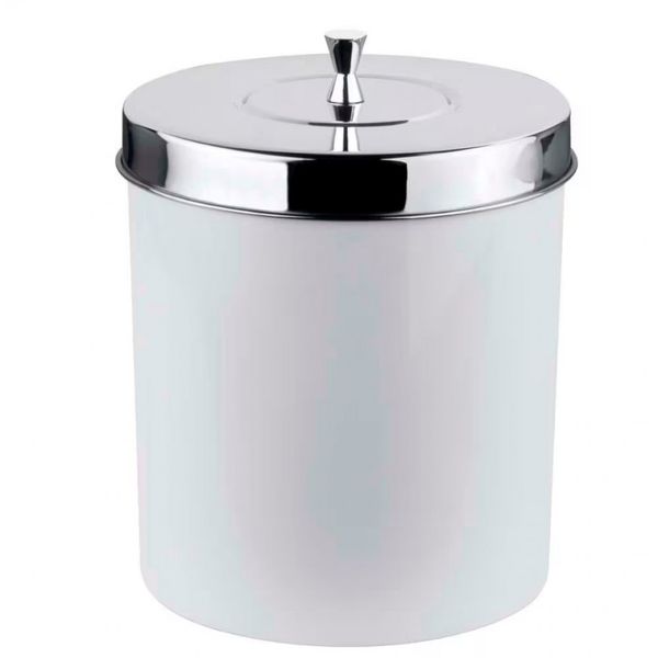 Lixeira Forma com Tampa em Polipropileno e Inox 5 L Branco