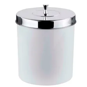 Lixeira Forma com Tampa em Polipropileno e Inox 5 L Branco