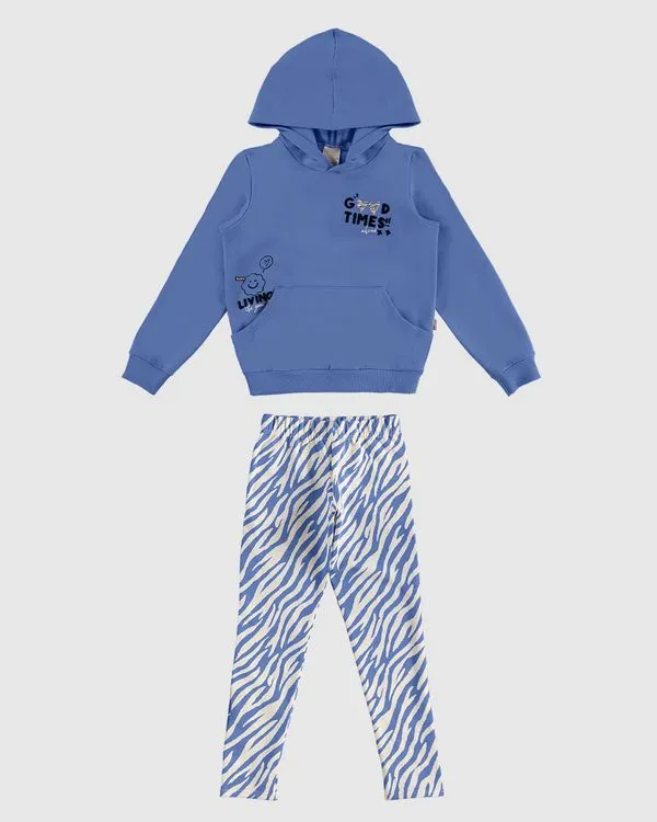 Conjunto Infantil Menina Blusão E Calça Legging Animal Print Malwee Kids Roxo - 10