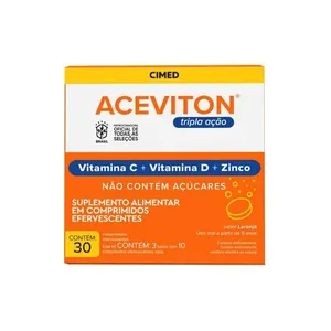 Aceviton Tripla Ação Sabor Laranja 30 Comprimidos Efervescentes