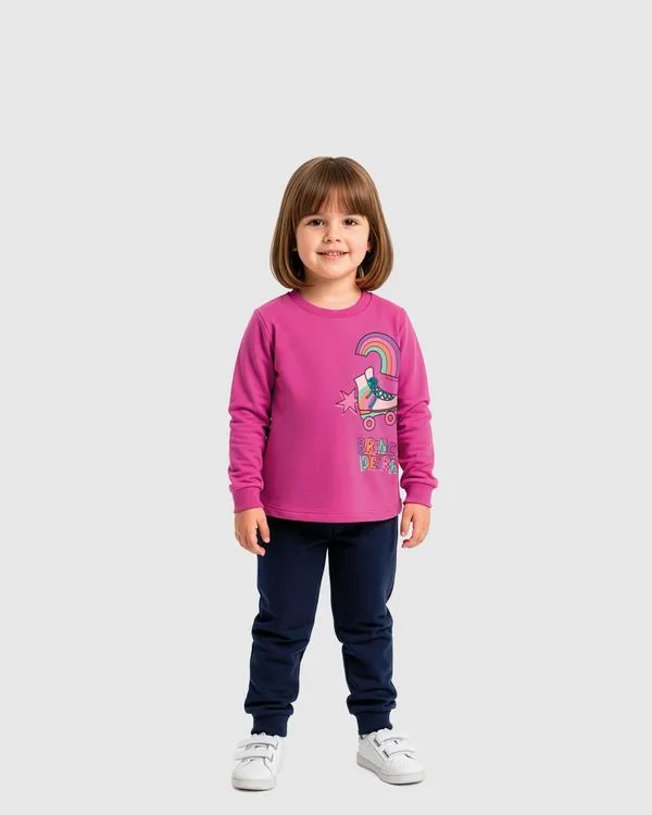 Conjunto Infantil Menina Blusão Brincadeira Em Moletom Flanelado Malwee Kids Rosa - 8